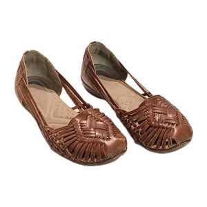 Naturalizer Brown Leather Woven Huarache womens Flat shoes Size 10